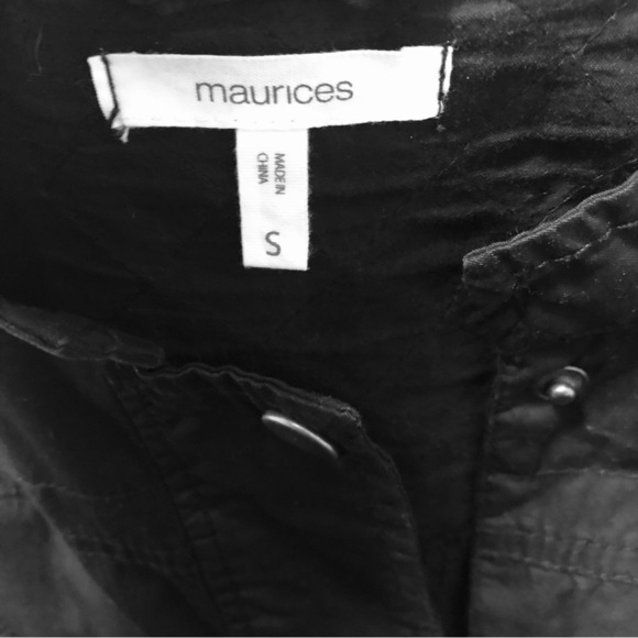 Maurices Small  Black Classic Jacket basic moto retro Quilted Cotton Snaps - Picture 9 of 12